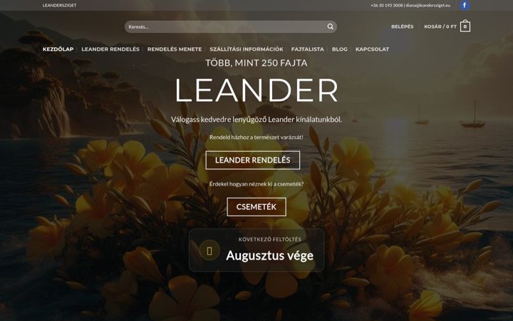 Screenshot of leandersziget.eu