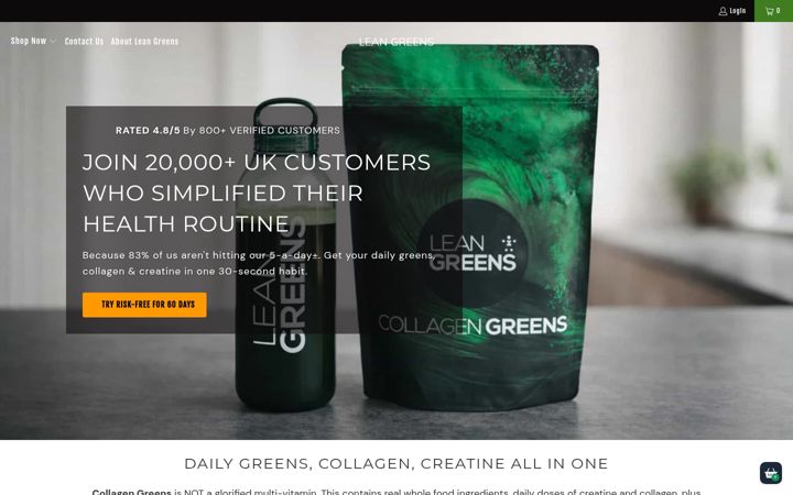 Screenshot of leangreens.com
