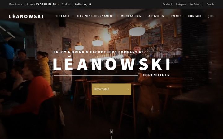 Screenshot of leanowskibar.dk