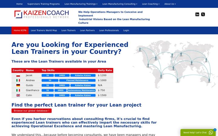 Screenshot of leantrainers.org