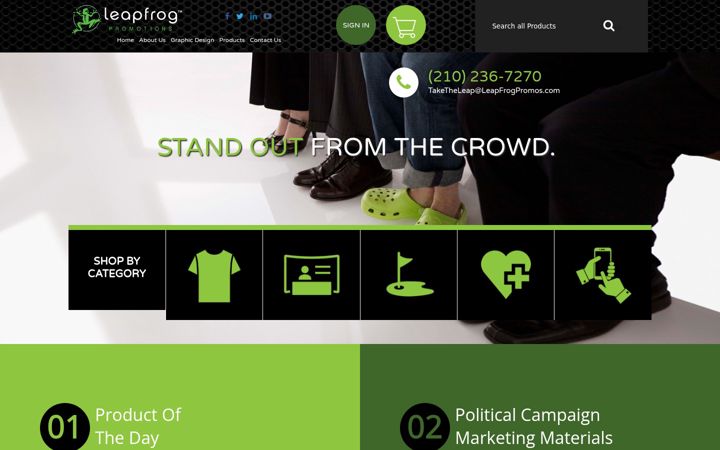 Screenshot of leapfrogpromos.com