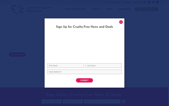 Screenshot of leapingbunny.org