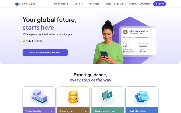 Screenshot of leapscholar.com