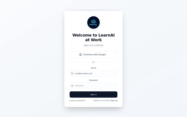 Screenshot of learnaiatwork.com