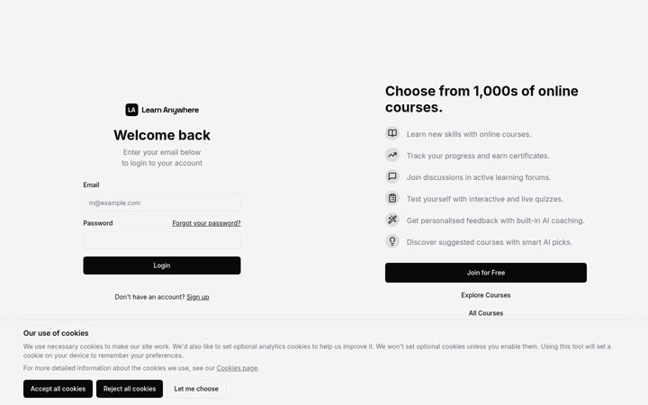 Screenshot of learnanywhere.co.uk