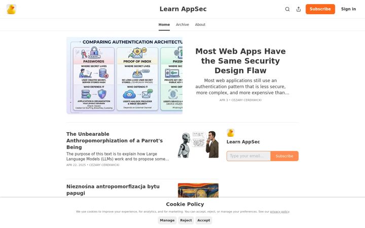 Screenshot of learnappsec.com