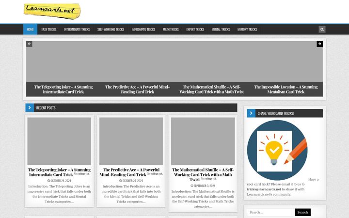 Screenshot of learncards.net