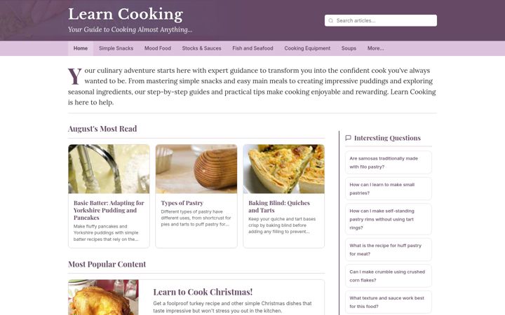 Screenshot of learncooking.co.uk
