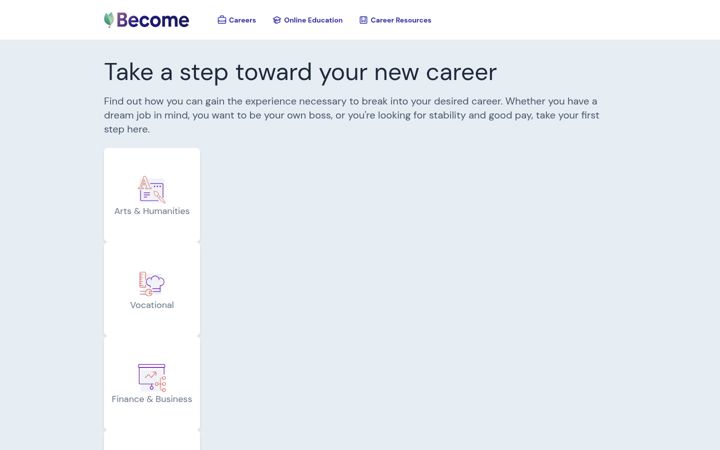 Screenshot of learnhowtobecome.org