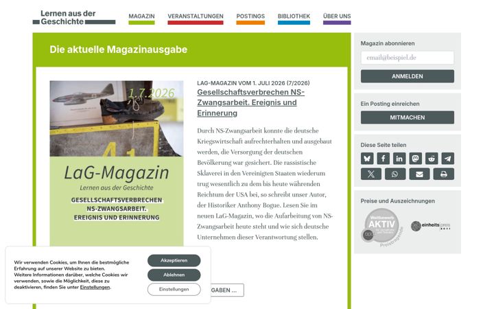 Screenshot of learning-from-history.de