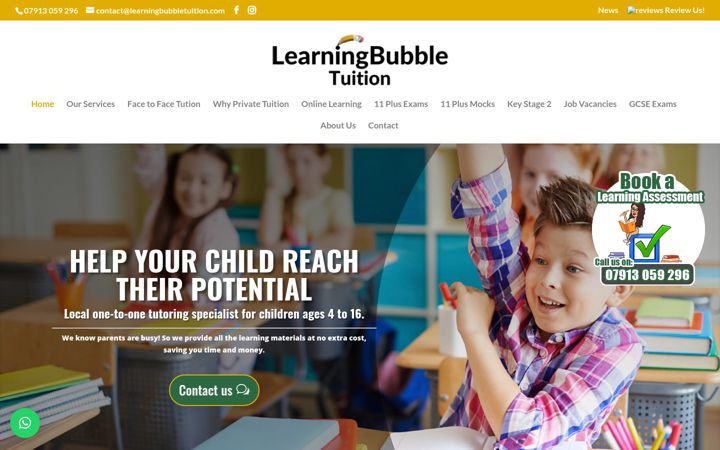 Screenshot of learningbubbletuition.com