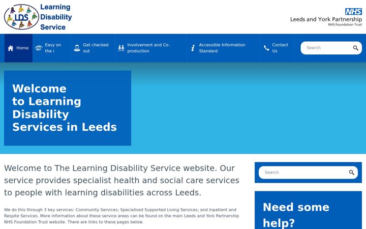 Screenshot of learningdisabilityservice-leeds.nhs.uk