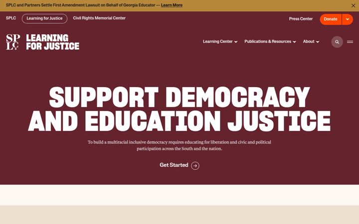 Екранна снимка на learningforjustice.org