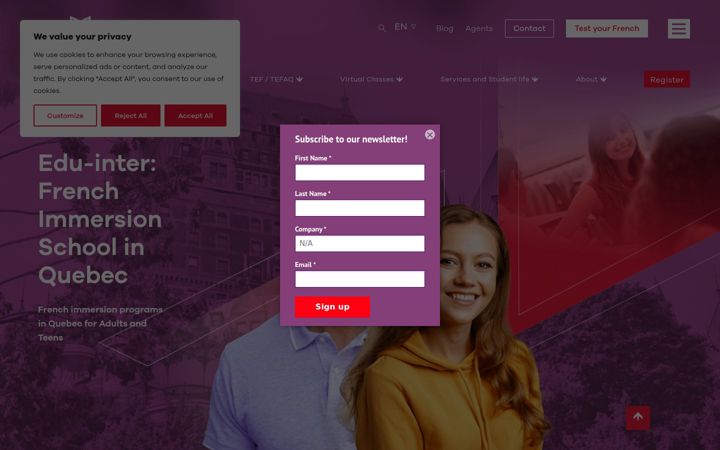 Screenshot of learningfrenchinquebec.com