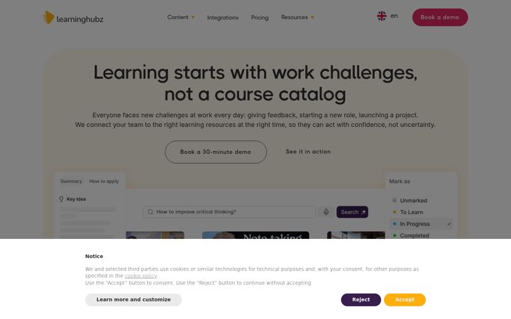 Screenshot of learninghubz.com