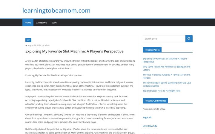 Screenshot of learningtobeamom.com