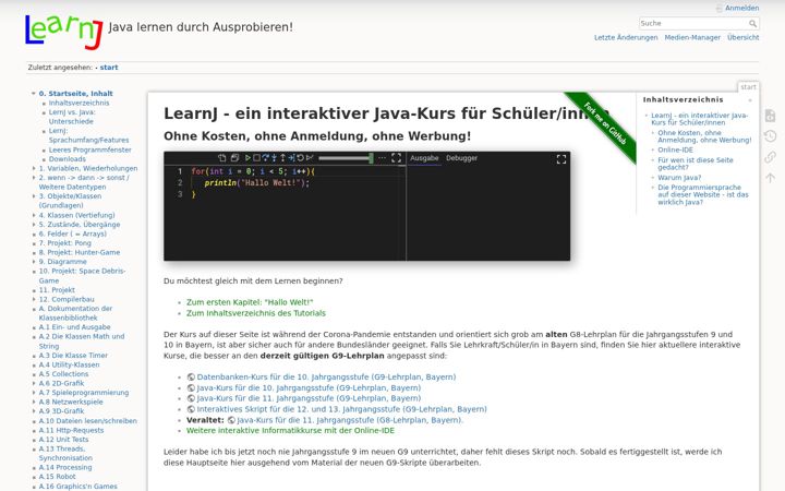 Screenshot of learnj.de