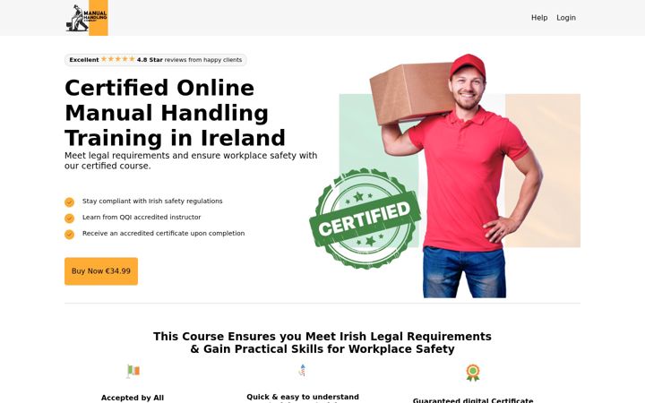 Screenshot of learnmanualhandling.com