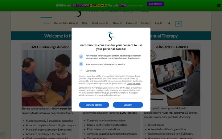 Screenshot of learnmuscles.com