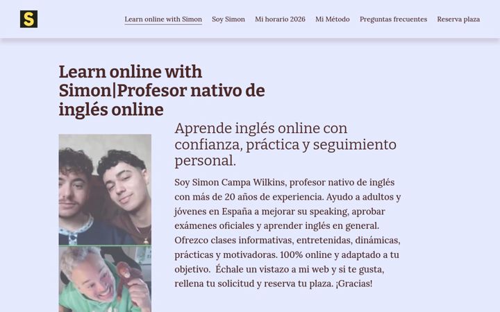 Screenshot of learnonlinewithsimon.com