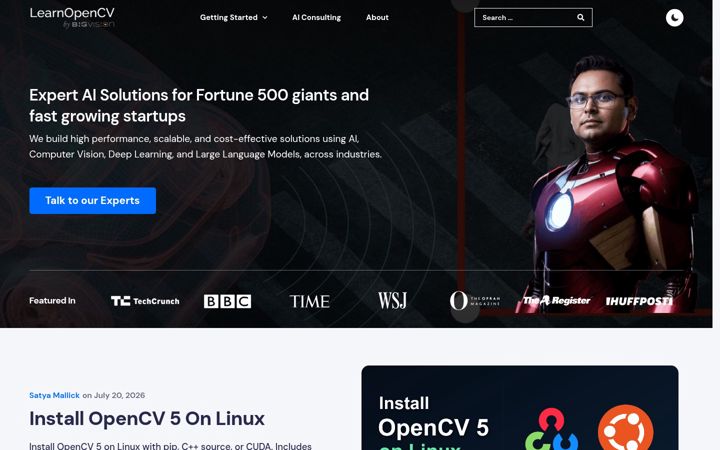 Screenshot of learnopencv.com