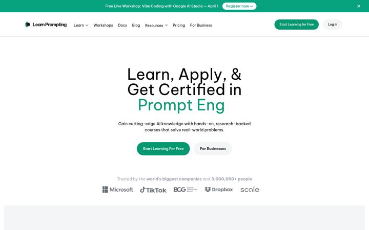 Screenshot of learnprompting.org