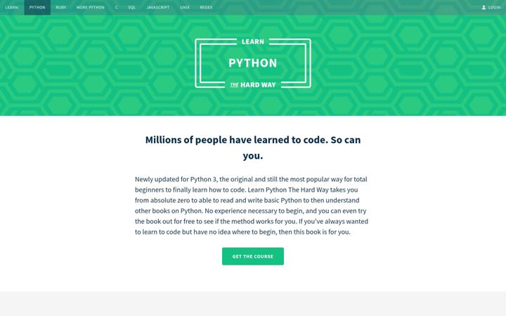 Screenshot of learnpythonthehardway.org