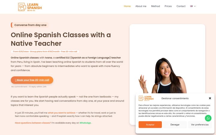 Screenshot of learnspanishwithivi.com