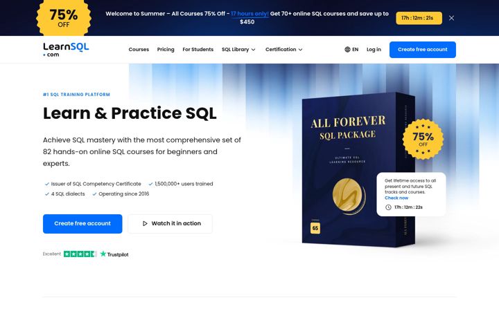 Screenshot of learnsql.com