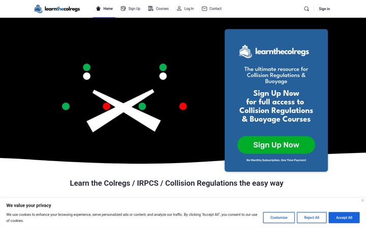 Screenshot of learnthecolregs.com