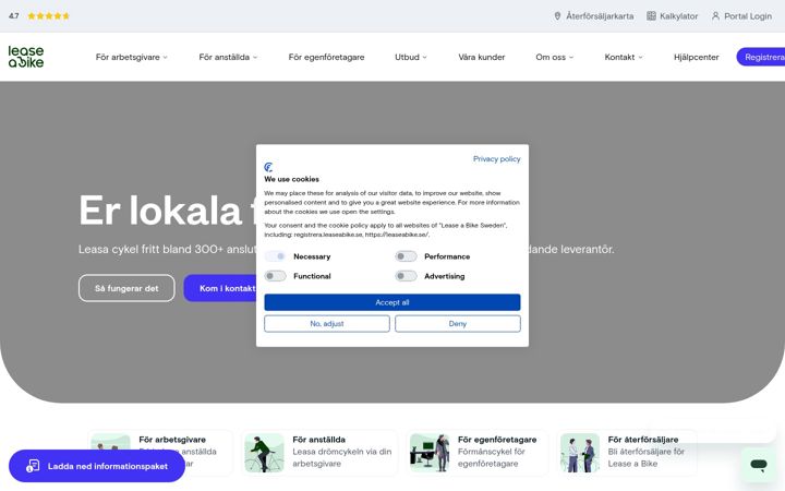 Screenshot of leaseabike.se