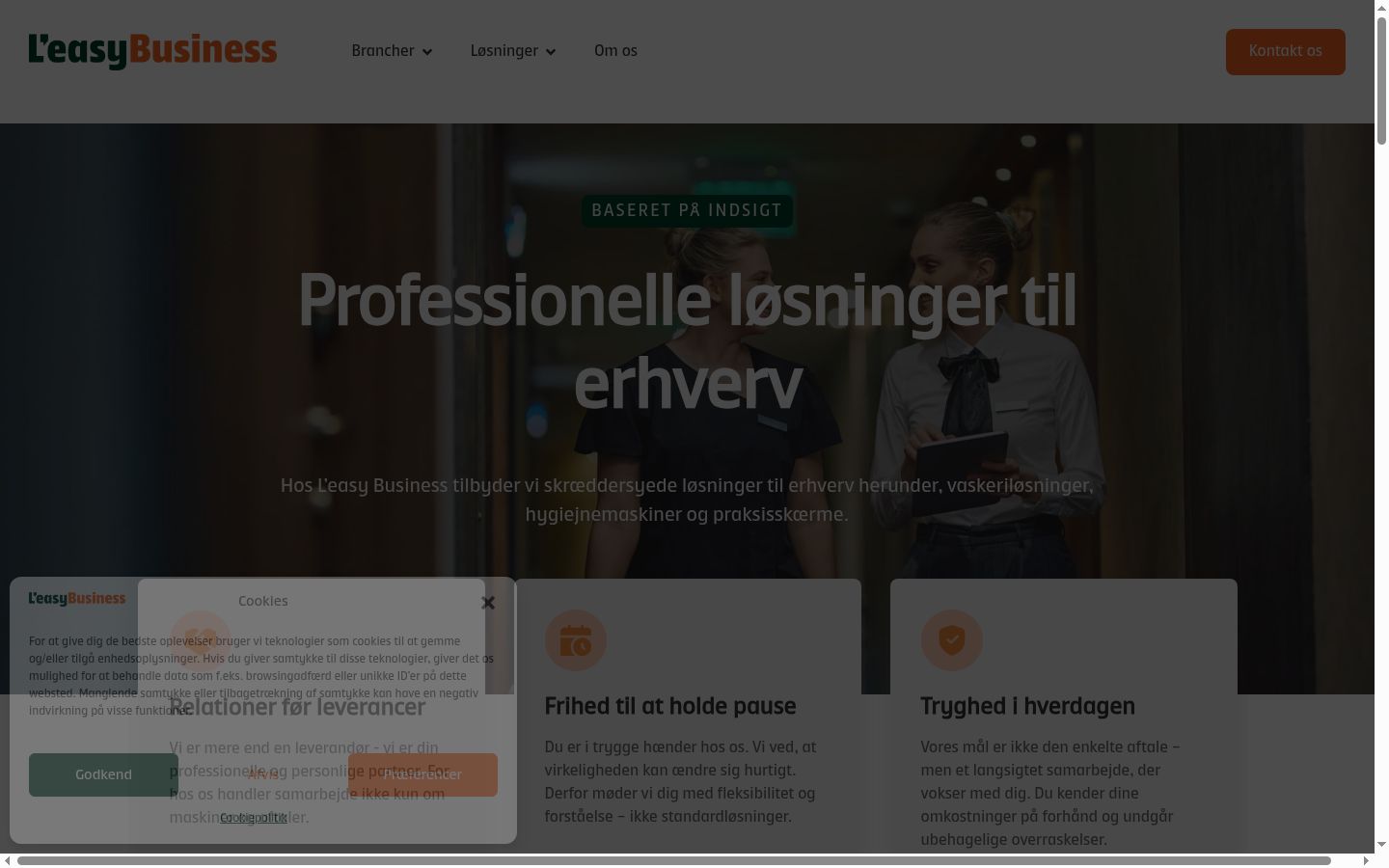 Skærmbillede af samtykkebanneret, som det blev vist før nogen interaktion