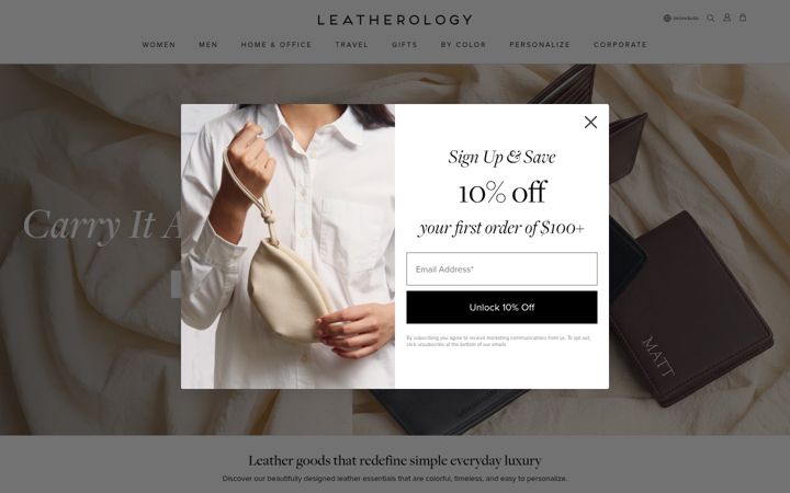 Screenshot of leatherology.com