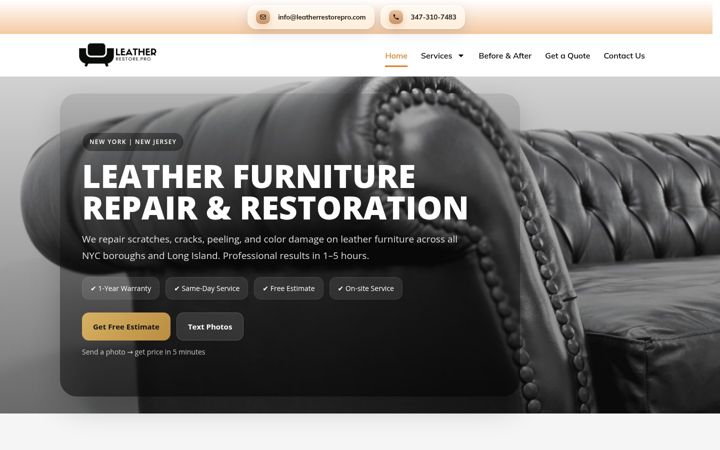 Screenshot of leatherrestorepro.com