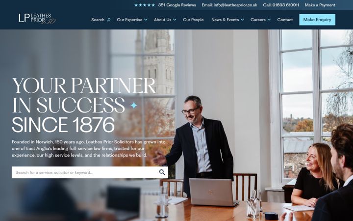 Screenshot of leathesprior.co.uk