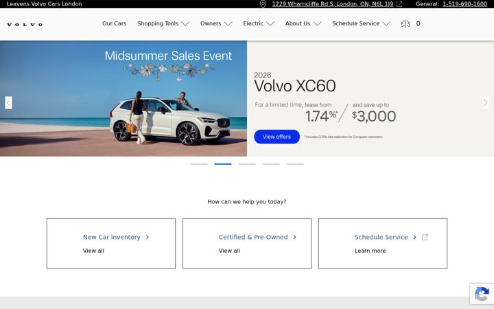 Screenshot of leavensvolvocarslondon.com