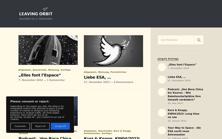 Screenshot of leavingorbit.de