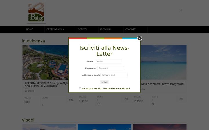 Screenshot of lebalzeviaggi.it