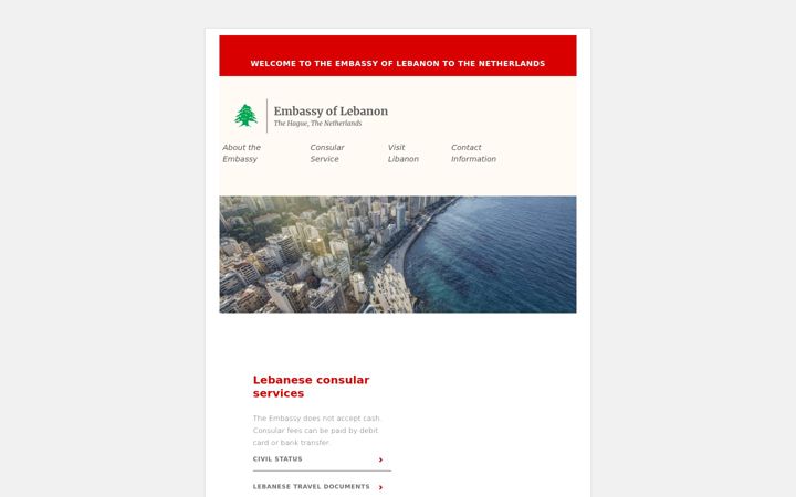 Screenshot of lebanonembassy.nl