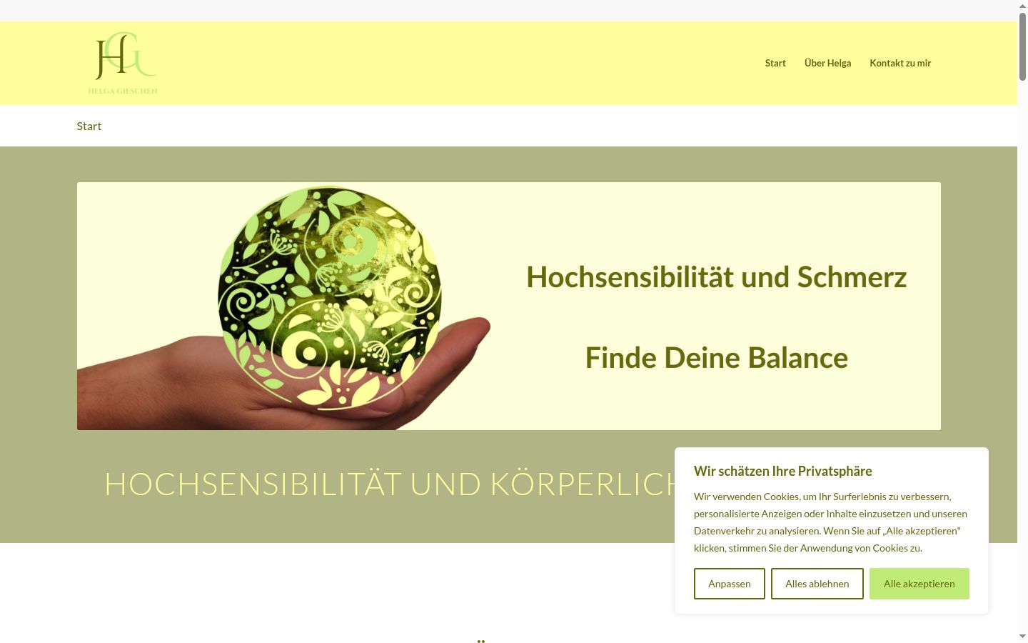 Screenshot des Einwilligungsbanners vor jeglicher Interaktion