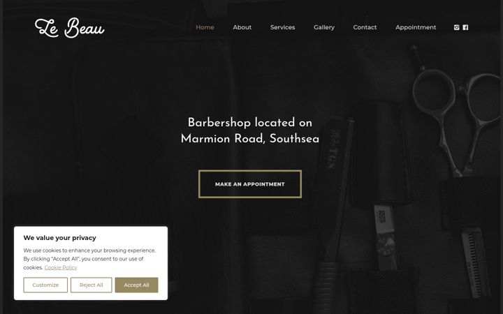 Screenshot of lebeaubarbers.co.uk