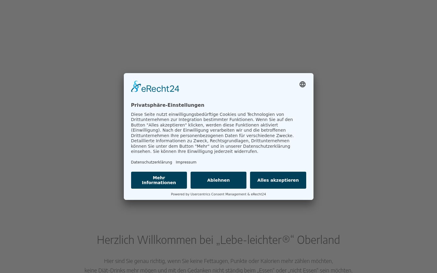 Screenshot of the consent banner shown before any interaction