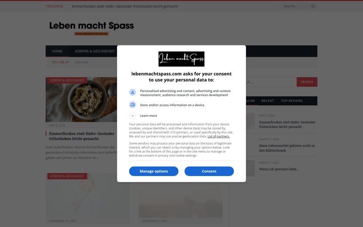 Screenshot of lebenmachtspass.com
