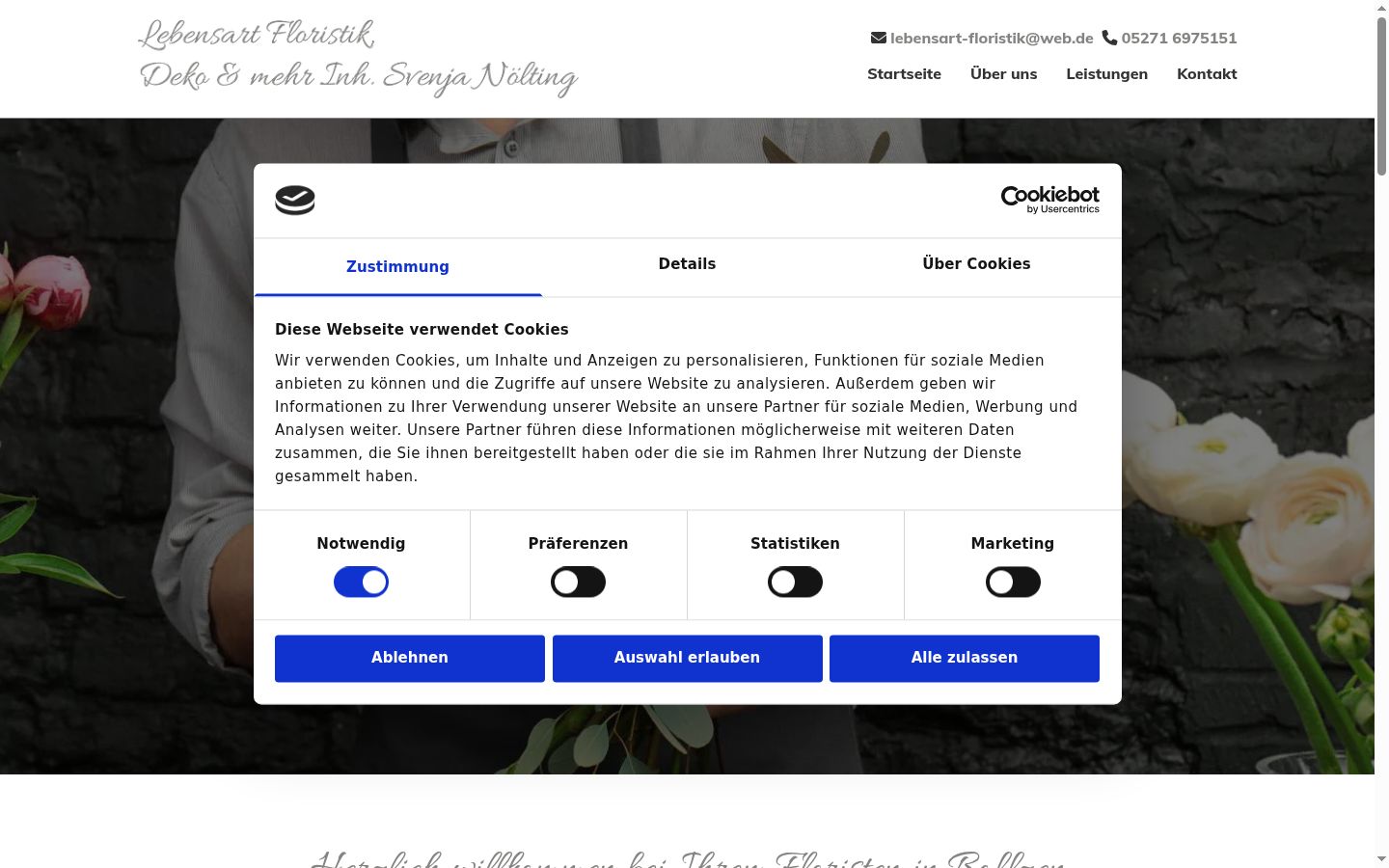 Screenshot del banner di consenso mostrato prima di qualsiasi interazione