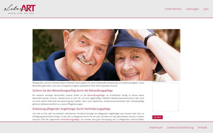 Screenshot of lebensart-pflege.de
