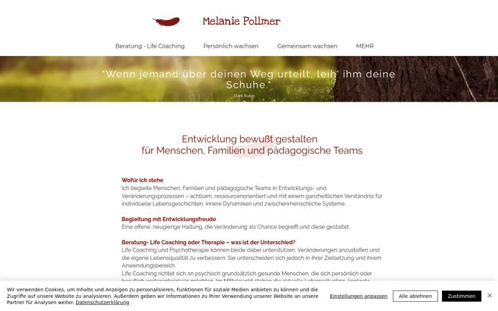 Screenshot of lebensfreude-melanie-pollmer.de