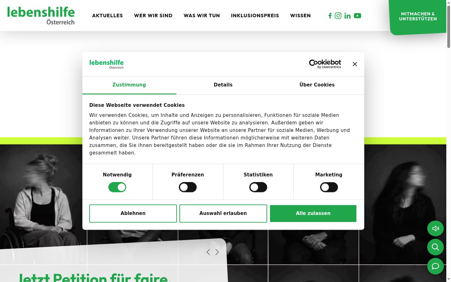 Screenshot tal-banner tal-kunsens muri qabel kwalunkwe interazzjoni