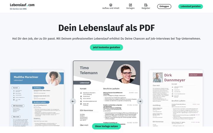 Screenshot of lebenslauf.com