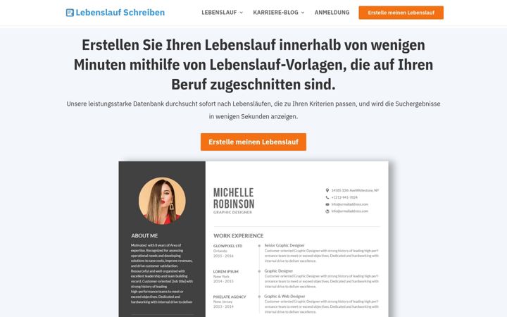 Ekraanipilt saidist lebenslaufschreiben.com