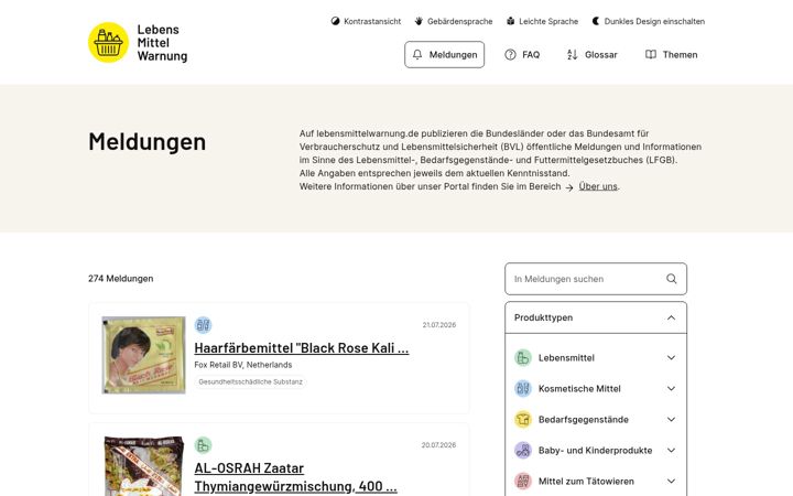 Képernyőkép: lebensmittelwarnung.de